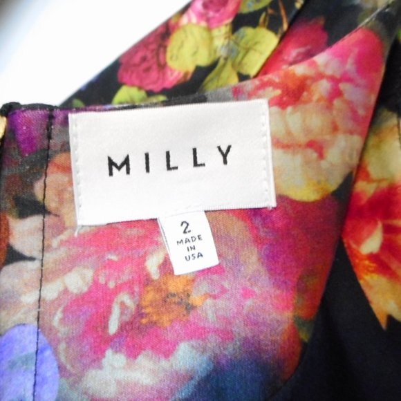 Milly Black Floral Classic Sheath Dress  size 2 - Picture 3 of 4